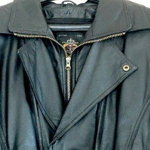 Prestige Leather Black Motorcycle Jacket Large.